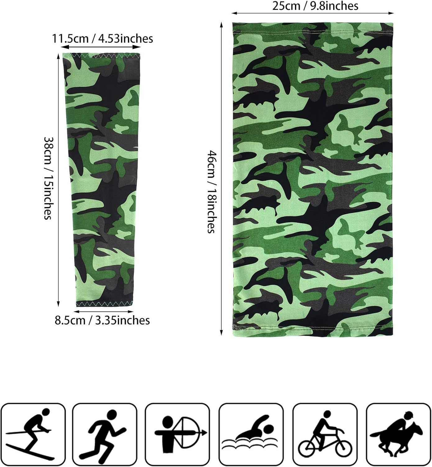 4 Pieces Face Cover Neck Gaiter and 4 Pairs Camouflage Cooling Arm Sleeves Summer UV Protection for Men Women: Clothing