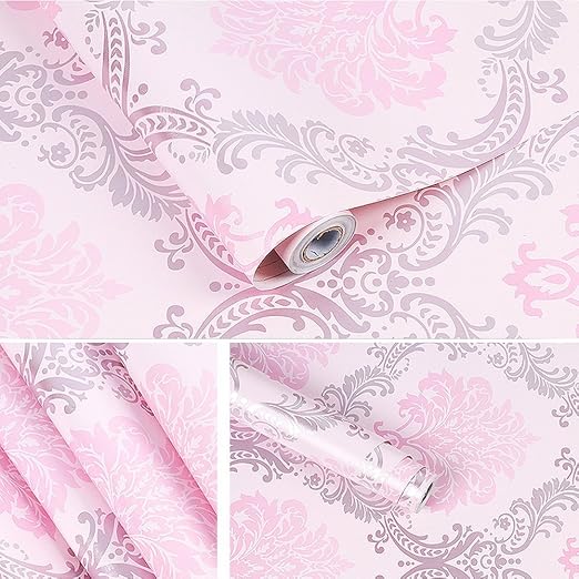 Amazon Com Yifely Vintage Pink Damask Self Adhesive Shelf Drawer