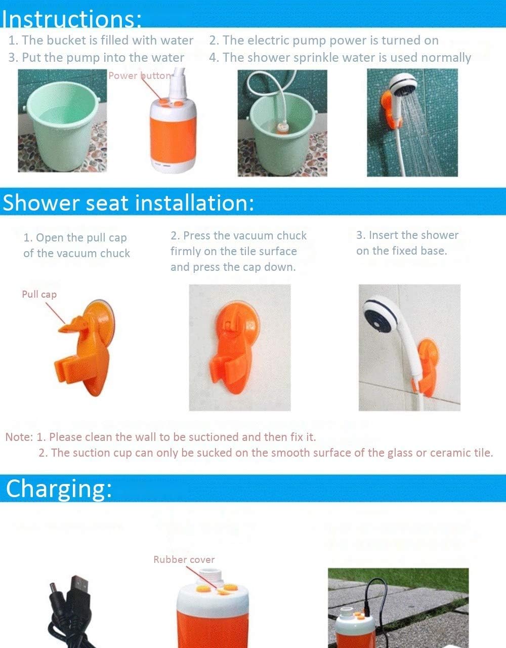 Iron Hammer Portable Shower Camp Shower Rechargeable Shower high Capacity 4800mAh Camping Shower pet Shower, with Shower Valve (Shower with Water Valve) : Sports & Outdoors