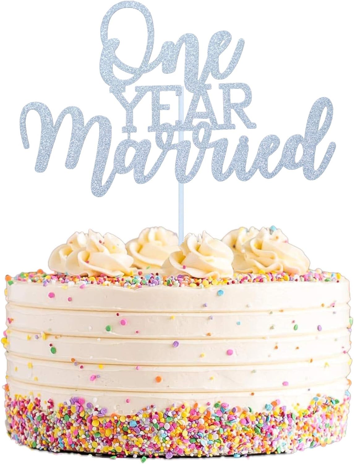 amazon com one year married cake toppers first year anniversary cake toppers one year marriage anniversary cake topper for couples first anniversary party decorations sliver glittery toys games amazon com