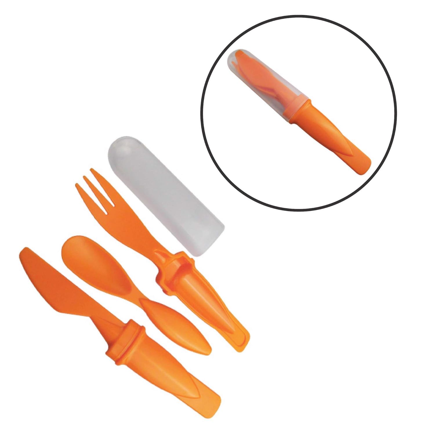 AceCamp 3-Piece Compact Cutlery Set, Portable Camping Utensils for Dinner, Meals & Food, Outdoor Stackable Plastic Fork, Spoon & Knife, Lightweight & BPA-Free, Includes Cover