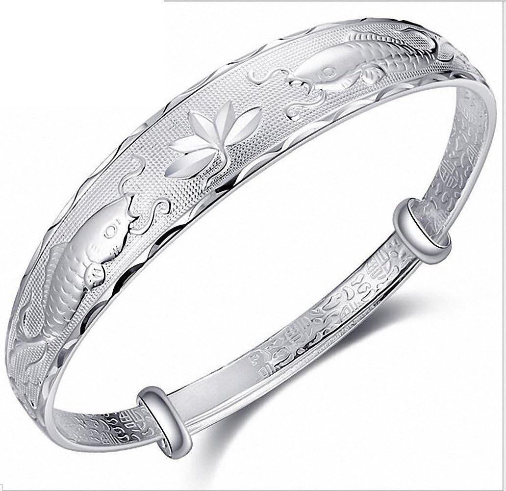 NANHONG 925 Sterling Silver Bracelet -Fishes 3D Relief