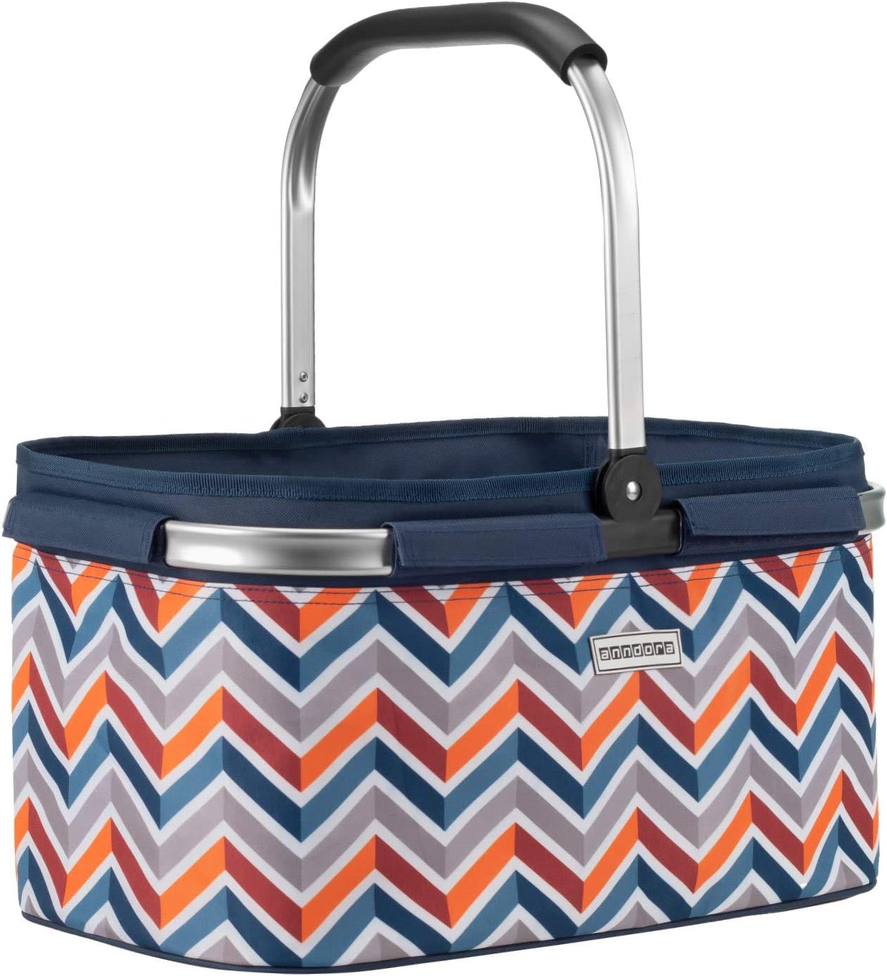 anndora Einkaufskorb 22 Liter Korb Picknickkorb - dunkelblau orange