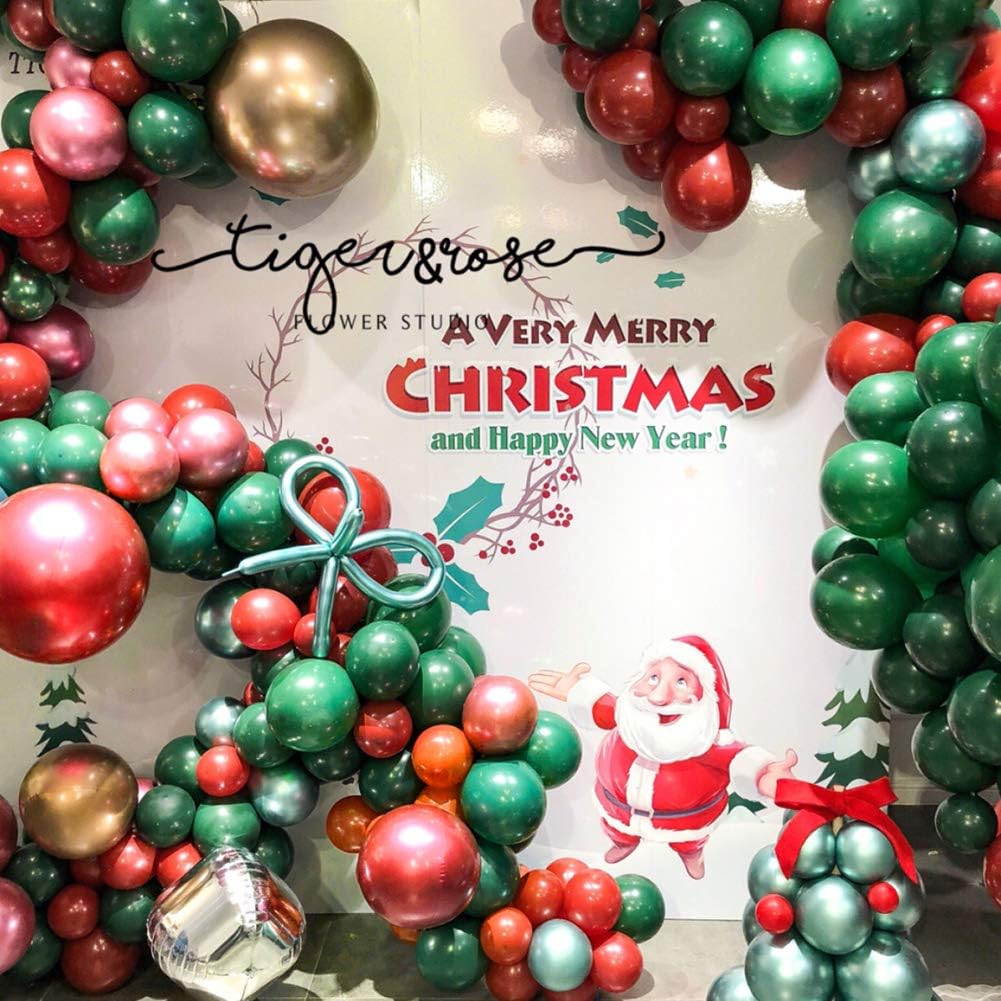 Christmas Confetti Balloon Garland Kit Garland Arch 135 pcs Colorful Party Balloons for New Year Party Decoration Supplies (Red Green Gold)