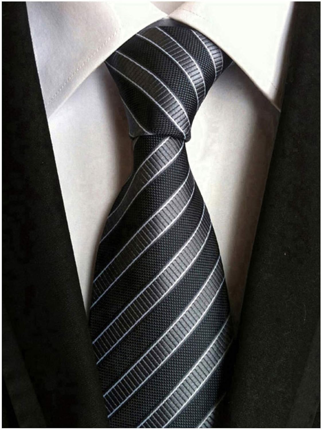 Secdtie Men's Classic Stripe Jacquard Woven Silk Tie Formal Party Suit Necktie