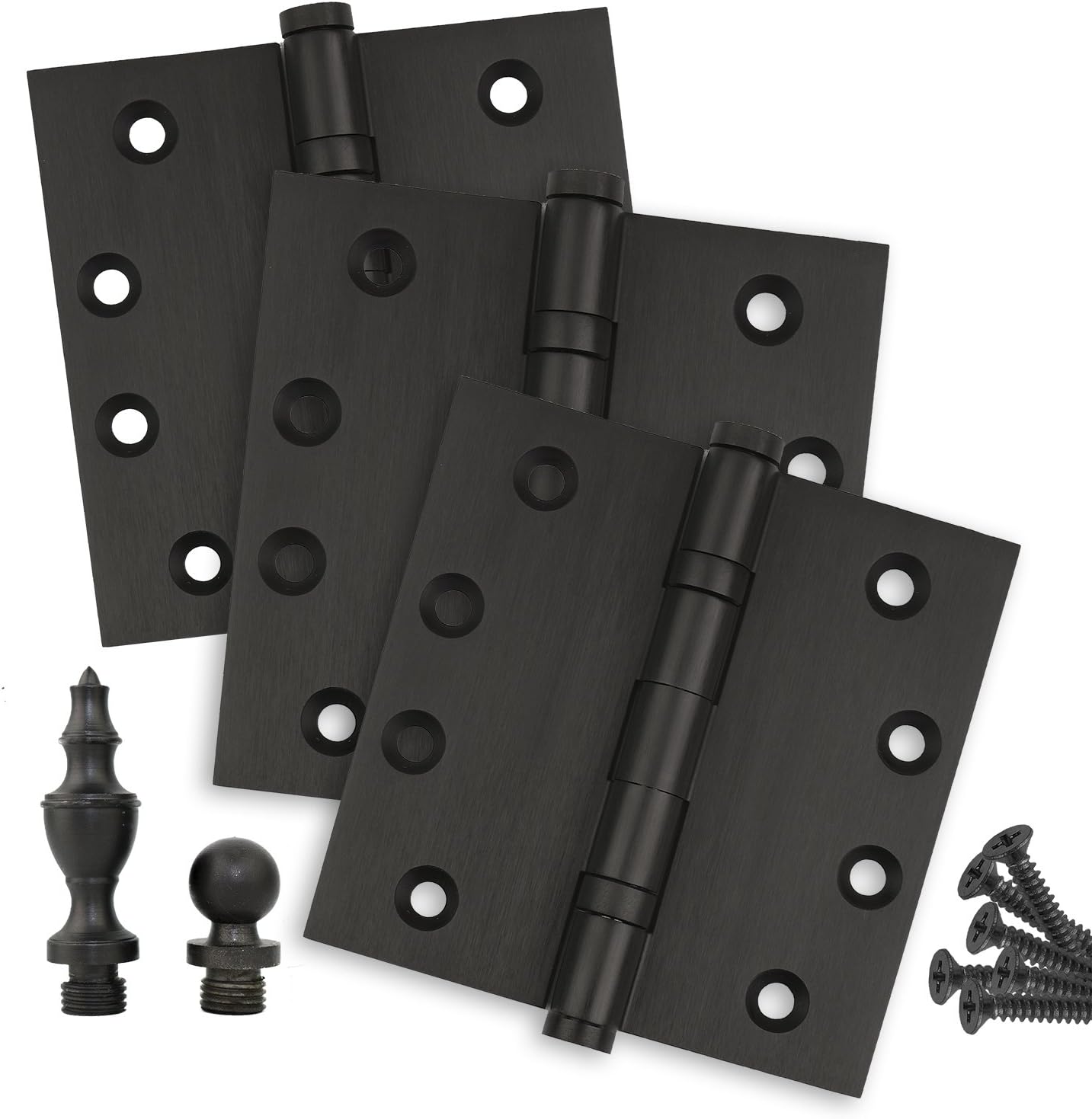 Embassy Door Hinge Solid Brass - 4 x 4 Inch, Heavy Duty, Oil Rubbed Bronze, Ball Bearings, Rust Resistant Stainless Steel Pin, Architectural Designer Grade, Home Improvement, 3 Pack