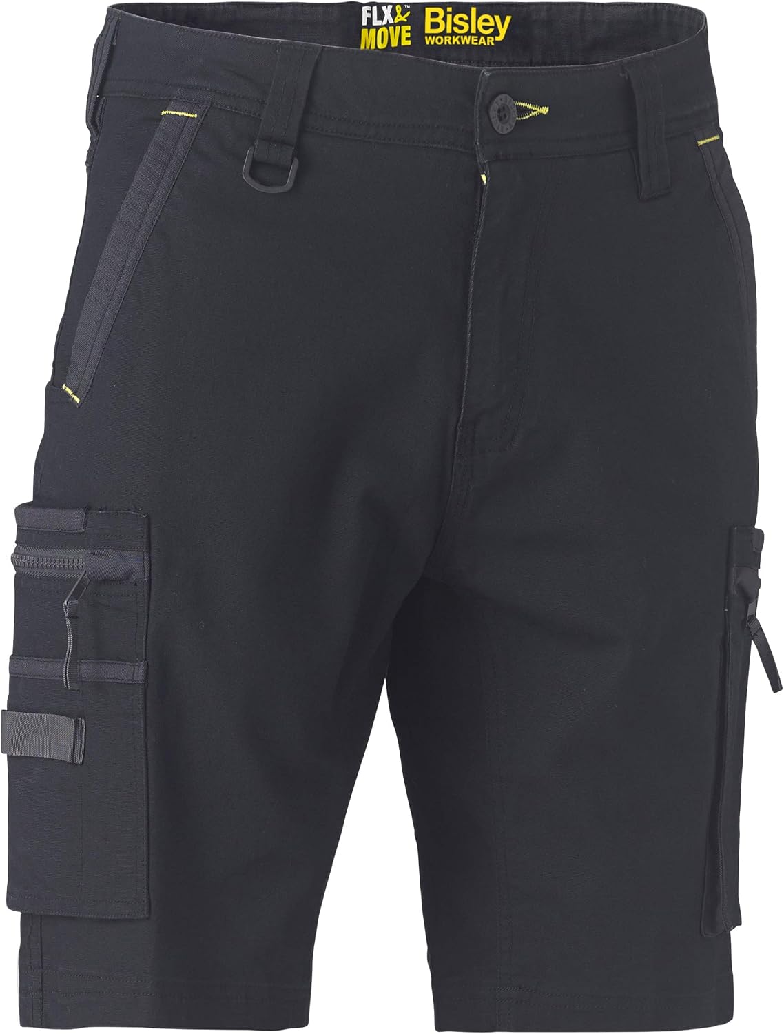Bisley Workwear UKBSHC1330_BBLK Flex & Move Stretch Untility Zip Cargo Shorts - Black, 36