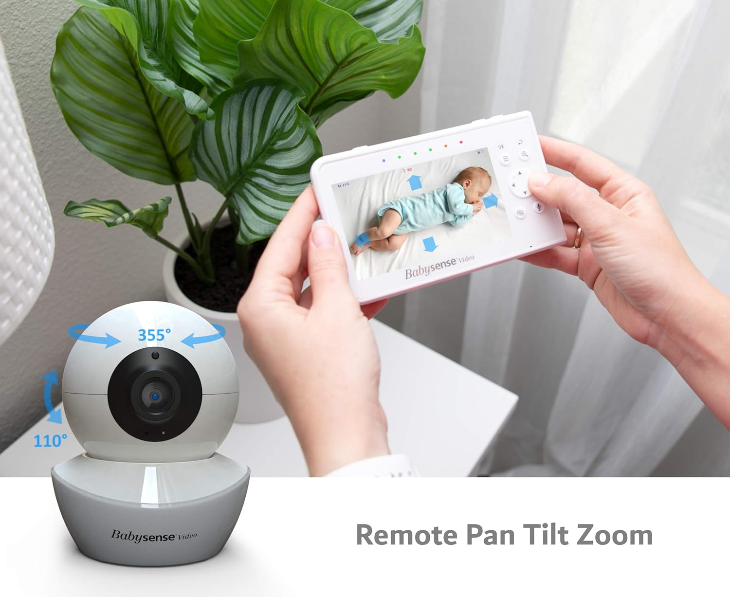 Baby Monitor, Babysense 4.3" Split Screen, Video Baby Monitor with Two Cameras and Audio, Remote PTZ, 960ft Range (Open Space), Adjustable Night Light, Two-Way Audio, Zoom, Night Vision, Lullabies : Baby