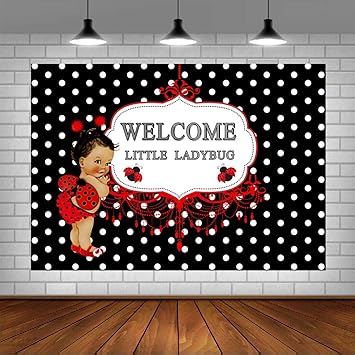 Amazon Com Ladybug Girl Baby Shower Photo Backdrop Welcome Our