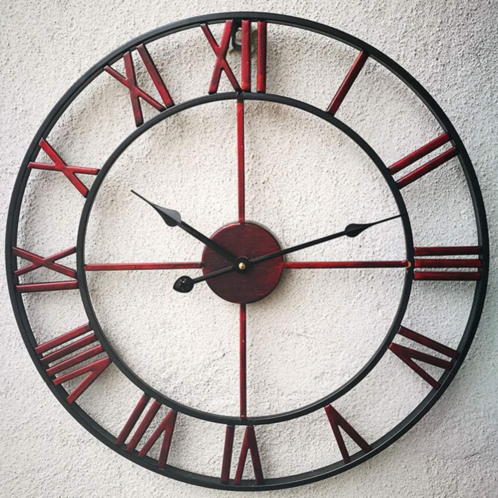 ZXLRH Kitchen Wall Clocks,Modern Retro Round Cutout Wrought Iron Wall