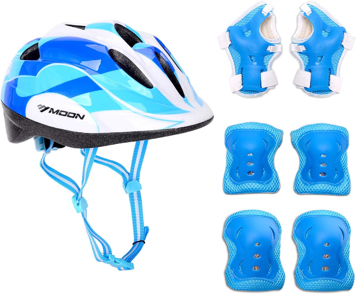 Adjustable Helmet Cycling Roller Skateboard Elbow Knee Pads Wrist Safety Protective Guard Gear Set for Children Aged 5-12 Years Old