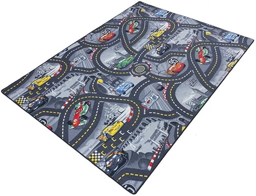 BilligerLuxus Kinderteppich Disney Cars Teppich Straßen Spielteppich, Größe:140x200 cm;Farbe:Grau