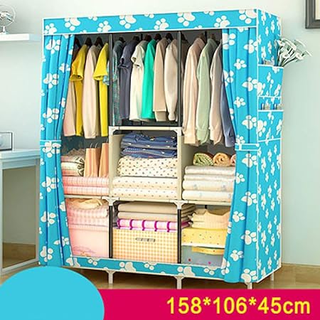 Longw Faltender Nichtgewebter Stoff Garderoben Staubdichter Gewebe Wandschrank Stahlrohr Diy Versammlungs Kleiderspeicherkabinett Kinderzimmer Mobel Amazon De Kuche Haushalt