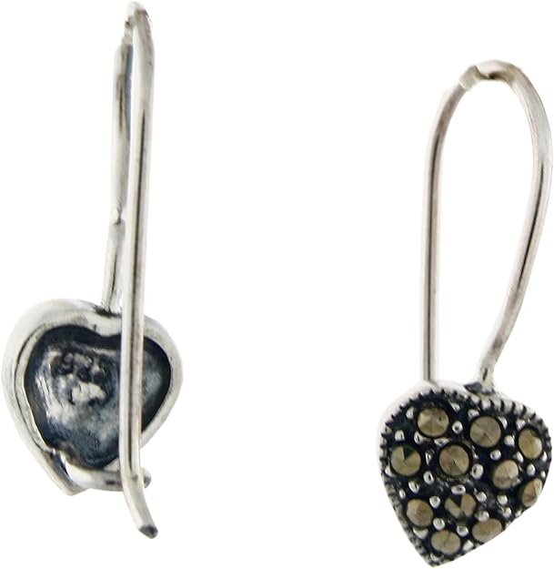 Sterling Silver and marcasite Heart Shaped Shepherd Hook
