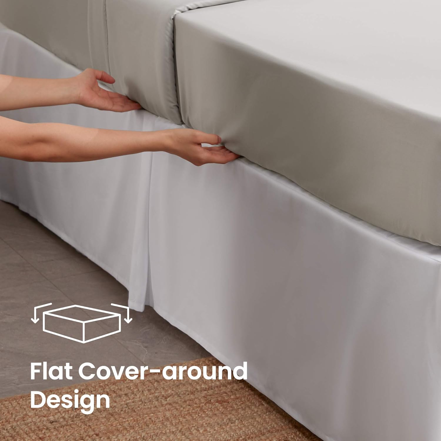 SLEEP ZONE Bed Skirt Anti-Static Premium 120gsm Thick Double Brushed Microfiber Hotel Quality Pleated Dust Ruffle Wrap Around 15 inch Talored Drop Shrink and Fade Resistant (Queen, White): Kitchen & Dining