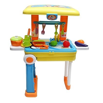 Manvi Toys 2 in 1 Little Chef Kids Kitchen Play Set Big with Light & Sound for 3+ Ages Kids