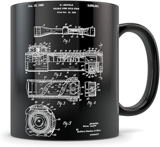 Amazon Com Hunting Gifts For Men And Women Hunters Mug For Deer Or Moose Hunting Enthusiasts Best Hunt Themed Gift Idea Cool Scope Invention Patent Kitchen Dining