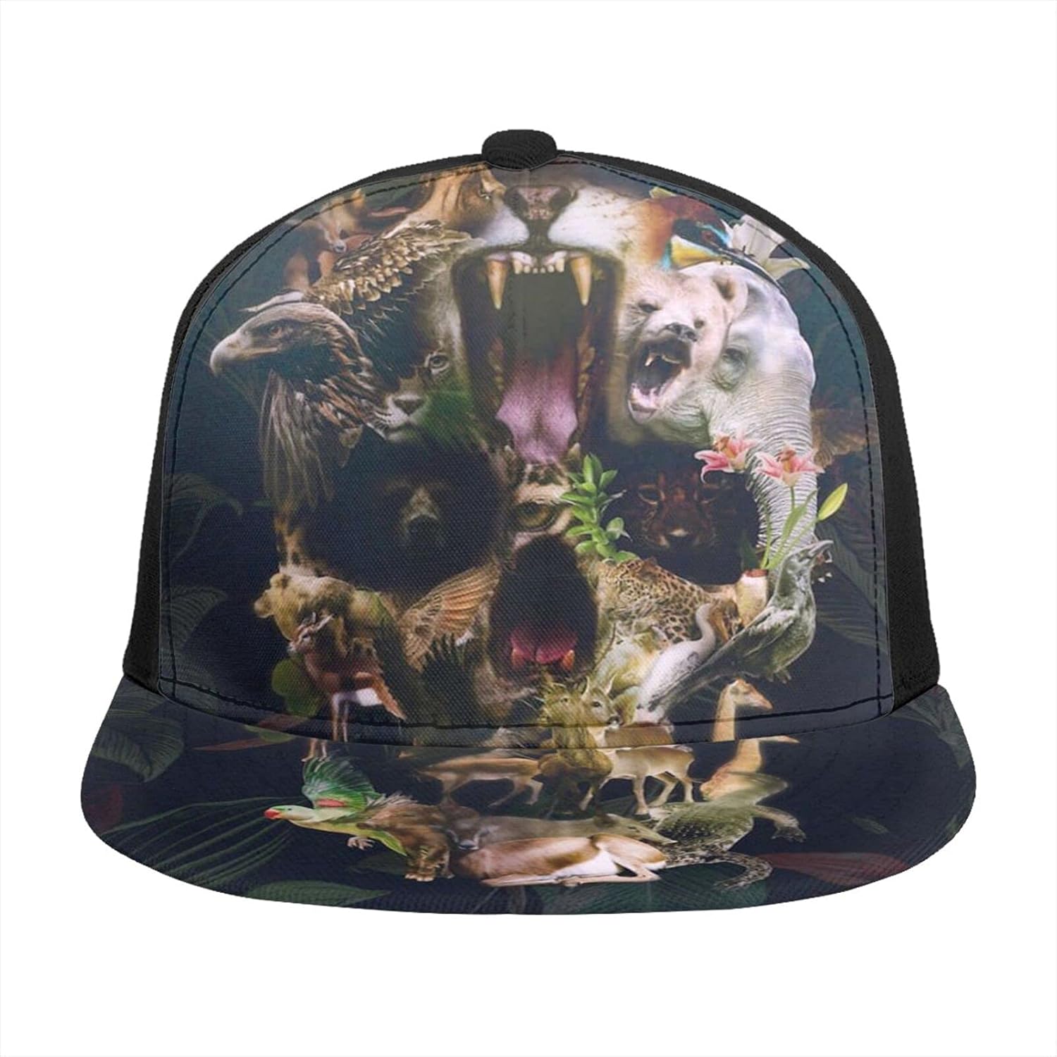 Unisex Baseball Cap Printed Flat Billed Caps Animal Skull Combination