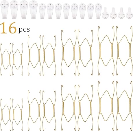 16 Pieces Plate Hangers Wall Plate Hangers Stainless Steel