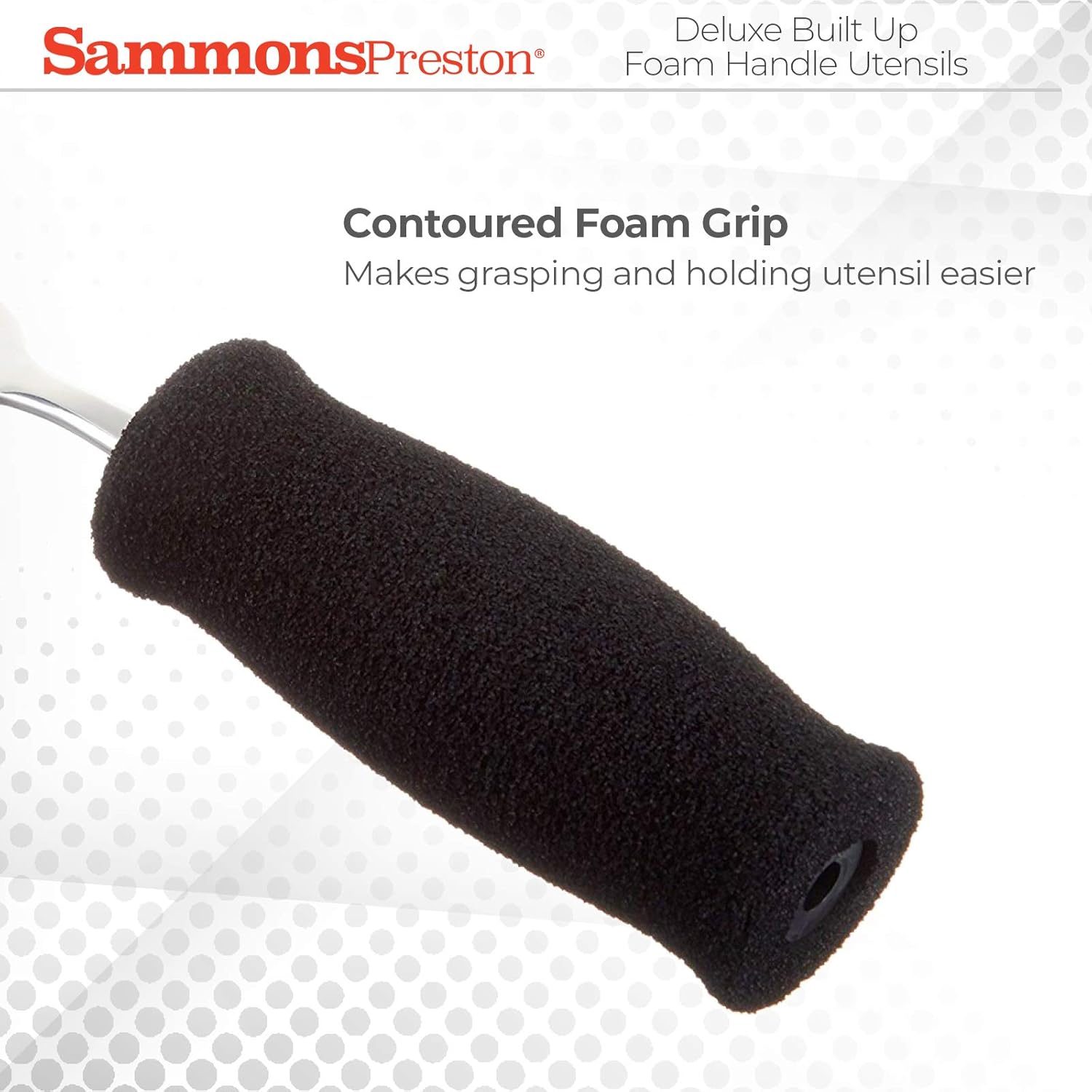 Sammons Preston Deluxe Built-Up Handle Adaptive Grip Fork, 8" Long, Stainless-Steel Easy-Hold Utensil with Removable Soft Molded Foam Grip, Adaptive Utensil for Those with Arthritis and Weak Grip