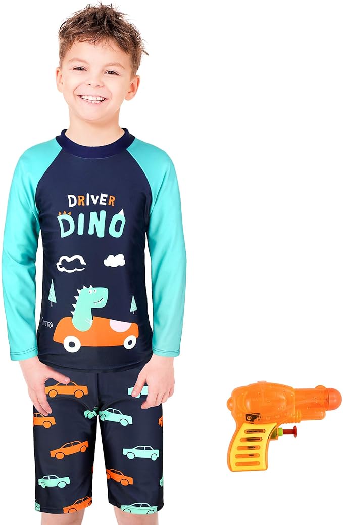 OioTuyi 2 Piece Boys Sunsuit Swimwear Sets Kids Long Sleeve UV