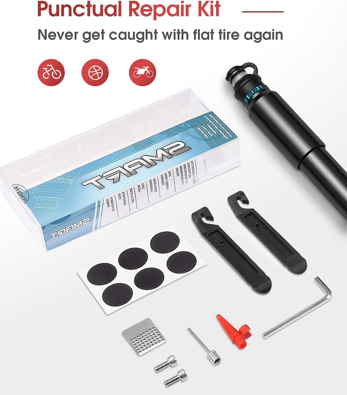 Portable Mini Bike Pump, Bicycle Tire Air Small Pump Hand Inflator Fits Presta & Schrader Valve, 150PSI Fast Inflation for Road, Mountain, BMX Bikes : Sports & Outdoors