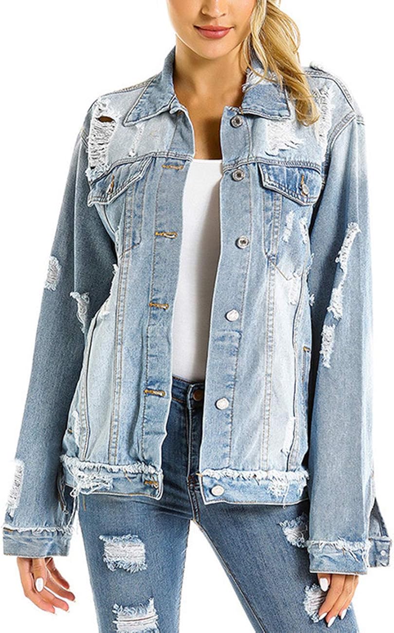 oversized distressed jean jacket