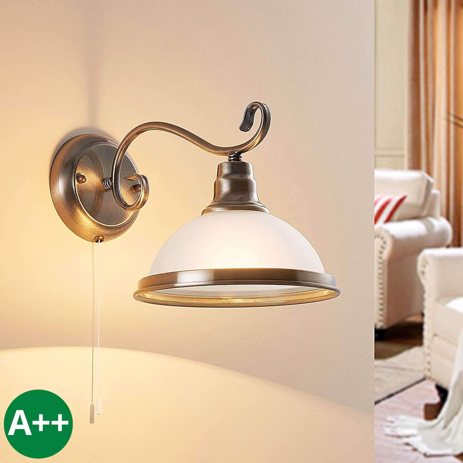 Lindby Hermine Wandleuchte Weiß - Moderne Wandlampe Aus Glas Mit E27 Fassung