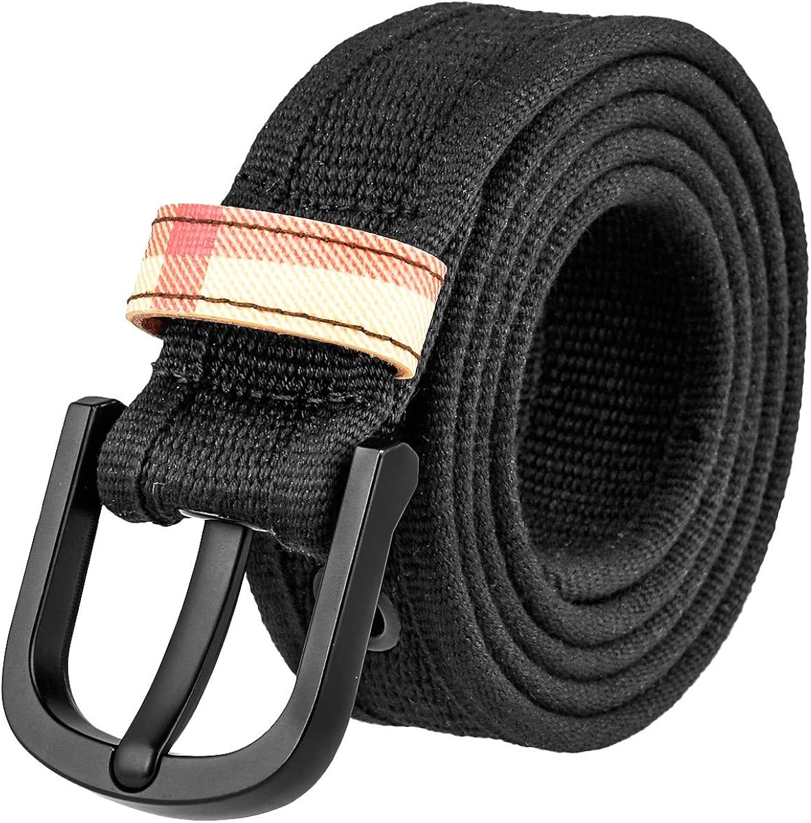 moonsix Canvas Grommet Belts for Men Women, Single Hole Metal Buckle