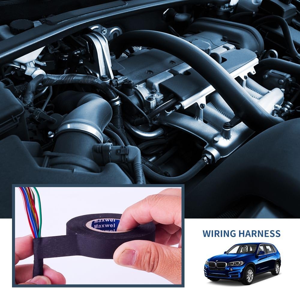 Automotive Wiring Harness Cloth Tape - Maxwel VERSAF51217 Chemical Fiber Cloth High Temp Wire Harness Wrapping Tape for Auto Electrical Wrap, Protection, Insulation 19MM × 25M Pack of 1 Piece: Car Electronics