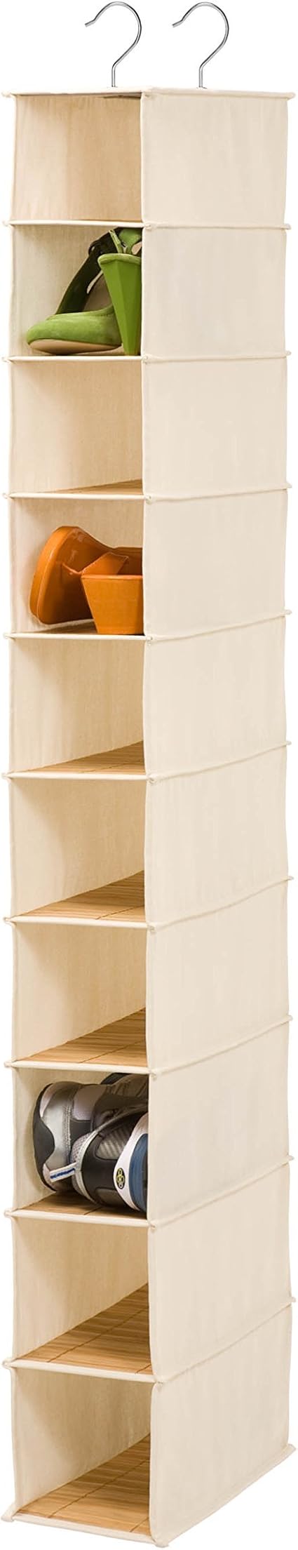 bamboo shoe rack amazon on Amazon Com Honey Can Do Sft 01001 Hanging Shoe Organizer Bamboo Canvas 10 Shelf Home Kitchen