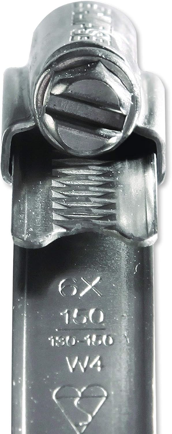 Eclipse Professional Tools ECW4-6X W4 Box of 5 130-150mm (5 ⅛" - 5 ¾") 304 Stainless Steel Worm Gear Hose Clamps - Image 5