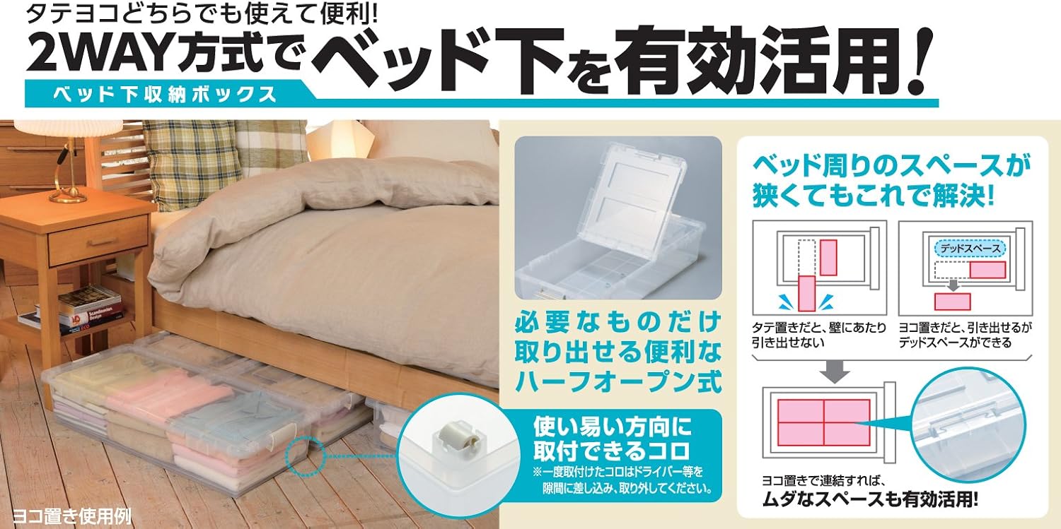 Amazon Jej ベット下収納ボックス 2個組 クリア 日本製 収納ケース ボックス オンライン通販