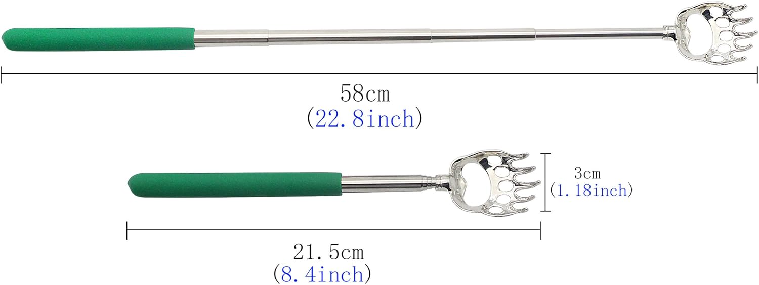 (4-Pack) Telescoping Back Scratcher , LEMENG Portable Extendable Telescopic Bear Claws Metal Back Scratchers - Hand Massager Backslap with Rubber Handles: Health & Personal Care