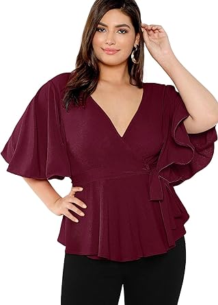 belted wrap blouse