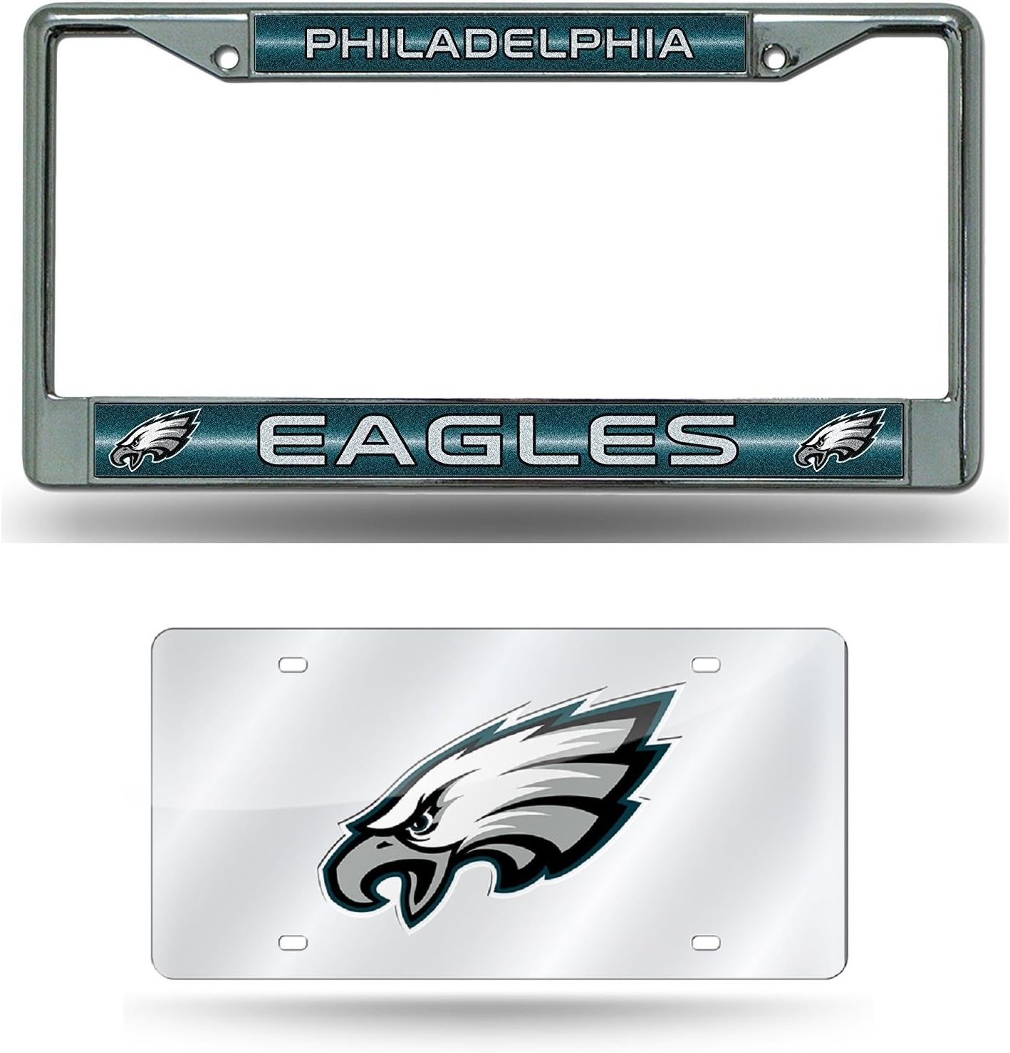 FootballNFL Laser Cut License Plate Frame Set 2 Buffalo Bills NFL Chrome Metal