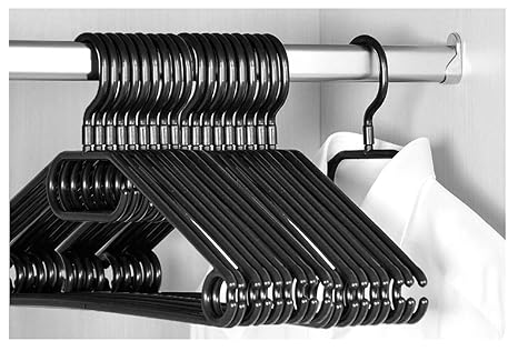 Keplin 20 x Premium Kleiderbügel mit Wirbelhaken, schwarz, 40 cm breit