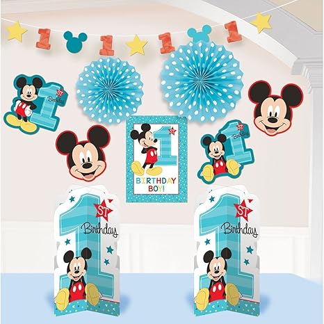 Amazon Com Amscan Mickey Mouse 1st Birthday Room Decorating Kit