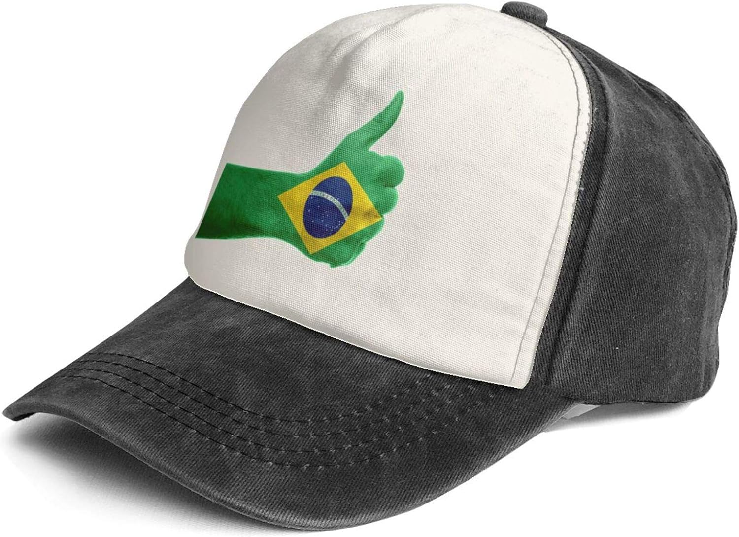 Brazil Flag Hand Adjustable Cotton Denim Hat Washed Gym Hat Baseball