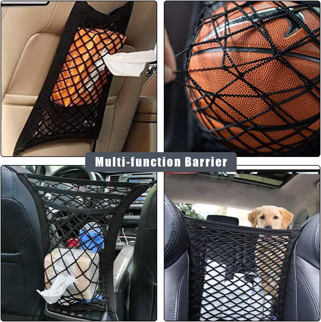 TIANFAN Car Dog Barrier, 3 Layers Pet Barrier Dog Net for Car, SUV Between Seats, Auto Safety Mesh Organizer Baby Stretchable Storage Bag, Safety Car Divider for Children and Pets : Pet Supplies