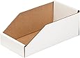 Aviditi BINMT612 Corrugated Open Top Bin Box, 12" Length x 6" Width x 4-1/2" Height, Oyster White (Case of 50)