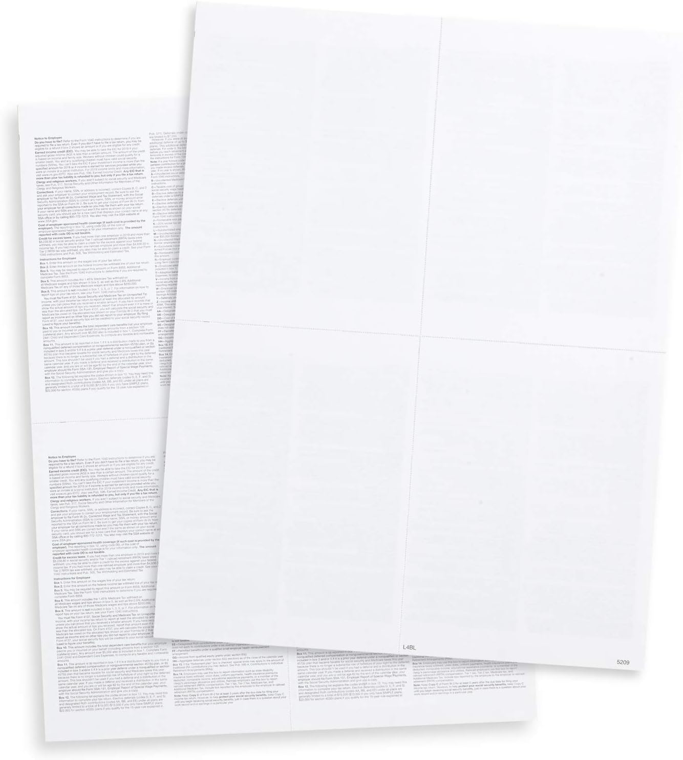 Blank 2020 W2 4 Up Tax Forms, 100 Employee Sets, Compatible with QuickBooks Online, Ideal for E-Filing, Works with Laser or Inkjet Printers, 100 Sheets and 100 Self Seal Envelopes : Office Products