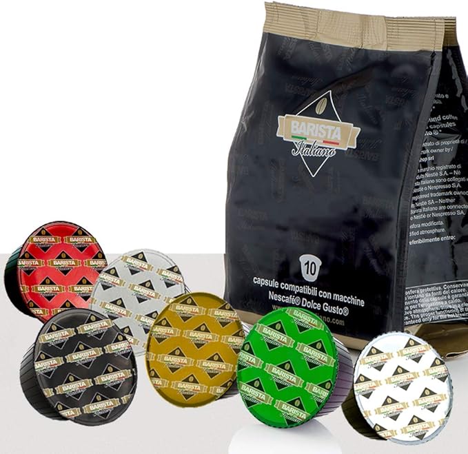 Barista Italiano 80 Dolce Gusto Compatible Pods (COFFEE VARIETY with DECAF, 80 Capsules, 80
