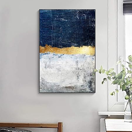 N/A Pintura Decorativa en Lienzo Cuadro de Bloque de lámina Dorada