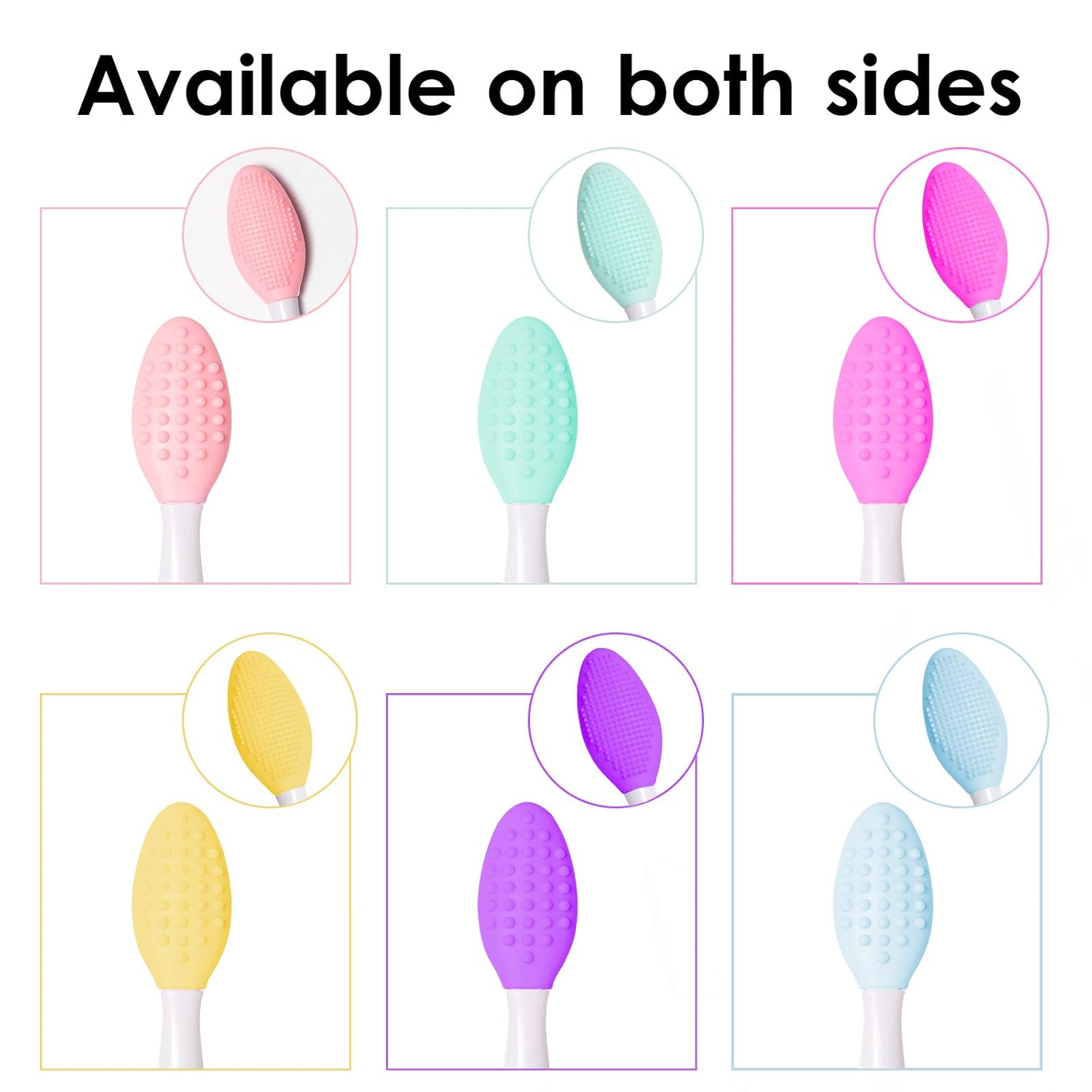 6 PCS Silicone Exfoliating Lip Brush, Tiction Double-Sided Soft Silicone Lip Scrub Brush Cleaning Lip Brush Tool for Plump Smoother and Fuller Lip: Beauty