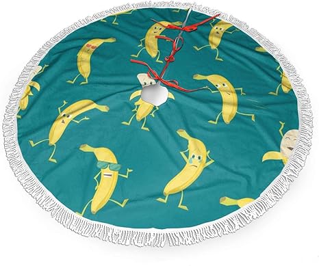 Amazon Com Cartoon Characters Funny Yellow Bananas Christmas Tree Skirt 30 36 48 Polyester With White Fringed Border Small Christmas Tree Skirt Blue Gold Red For Party Holiday Decorations Xmas Ornaments Home