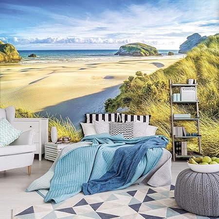 Bord De Mer Plage Ocean Dunes Ciel Mur Chambre Paysage Papier