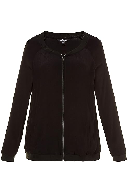 Ulla Popken Damen große Größen is62+ | Blouson | Collegekragen | Metallic-Zipper | Lange Ärmel | Rippbündchen | 716279