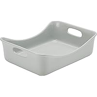 Rachael Ray Solid Glaze Ceramics Bakeware / Lasagna Pan / Baker, Rectangle - 9 Inch x 12 Inch, Light Sea Salt Gray