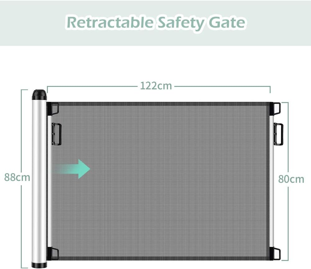 Meinkind Barriere De Securite Extensible Pour Bebes Et Chiens Barriere De Securite Extensible Et Enroulable D Escaliers Et Portes 0cm 125cm X 80cm Gris Amazon Fr Bebes Puericulture